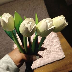 Vintage hand carved and painted individual tulips